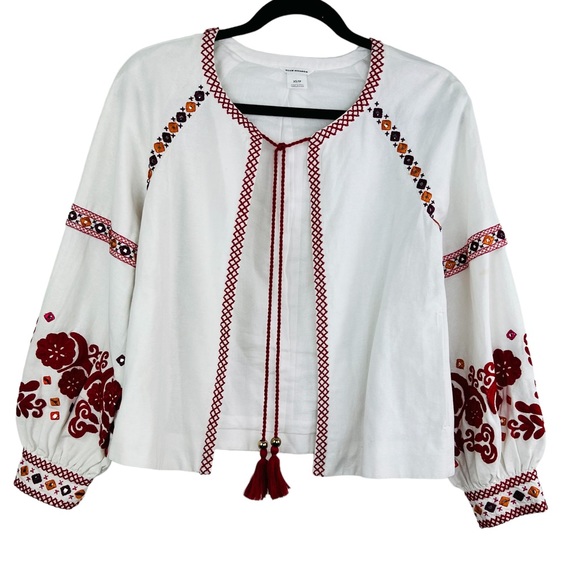 Club Monaco White Embroidered Front-Tie Oversized Cardigan/Jacket Women size XS - Picture 2 of 16